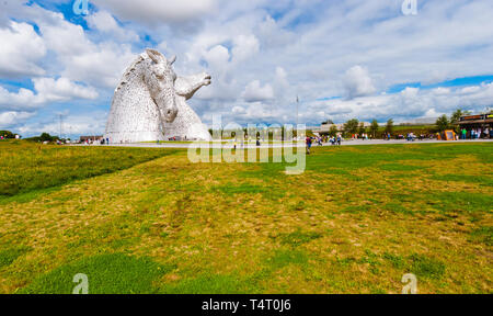 30 metro di altezza testa di cavallo sculture del Kelpies - Scozia - UK Foto Stock