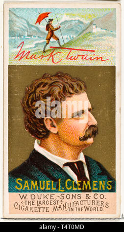 Mark Twain - Samuel L. Clemens (1835-1910), carta di sigaretta ritratto dipinto, 1888 Foto Stock