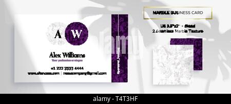 Il marmo business card con i modelli senza giunture Illustrazione Vettoriale