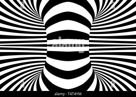 In bianco e nero e le linee bianche illusione ottica. Abstract striped spirale sfondo vettoriale Illustrazione Vettoriale