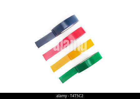 Set di adesivi colorati di protezione elettrica nastro, ñircle pattern, buona idea concettuale, bianco isolare lo sfondo. Foto Stock