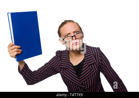 Giovane donna in costume viola con note Foto Stock