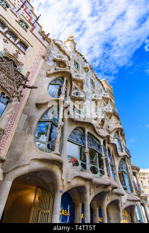 Casa Batlló, progettato da Gaudì a Barcellona, Spagna Foto Stock