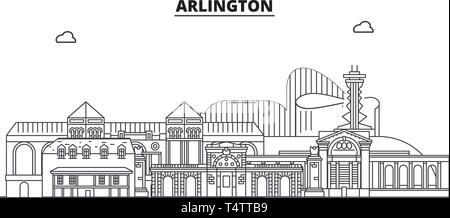 Arlington , Stati Uniti, contorno sullo skyline di viaggio illustrazione vettoriale. Illustrazione Vettoriale