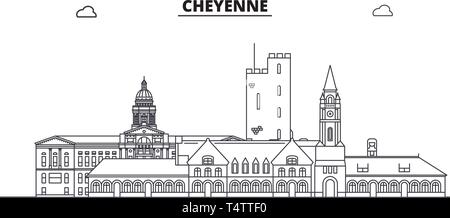 Cheyenne , Stati Uniti, contorno sullo skyline di viaggio illustrazione vettoriale. Illustrazione Vettoriale