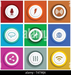 Design piatto icona impostare, internet illustrazioni vettoriali, social media segni in eps 10 Illustrazione Vettoriale