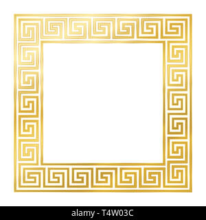 Piazza telaio di meandro, seamless goldenb pattern. Meandros, una cornice decorativa, costruito da linee continue, sagomato in un motivo ripetuto. Foto Stock