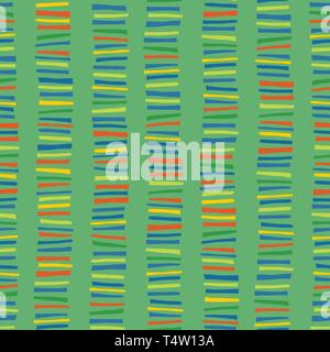 Strisce verticali seamless disegno vettoriale. Abstract infantile colorato doodle sfondo. Illustrazione Vettoriale