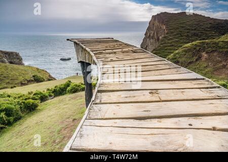 Muelle de las ánimas, Pirulil, costa occidental de la Isla Grande de Chiloé ,provincia de Chiloé ,Región de Los Lagos,Patagonia, República de Chile,América Del Sur. Foto Stock