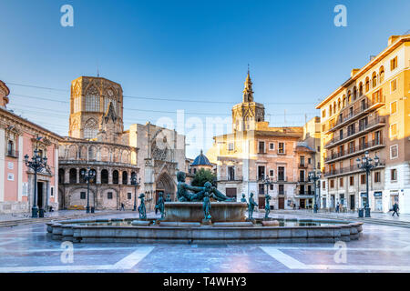 Plaza de la Virgen di Valencia, Comunidad Valenciana, Spagna Foto Stock