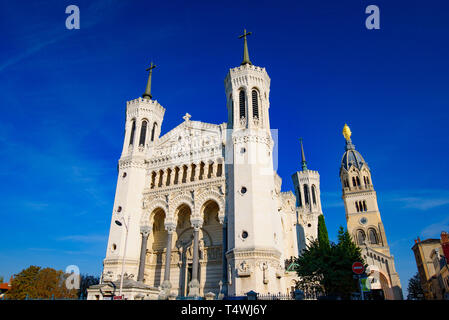 Basilica di Nostra Signora di Fourvière, una cattedrale a Lione, Francia Foto Stock