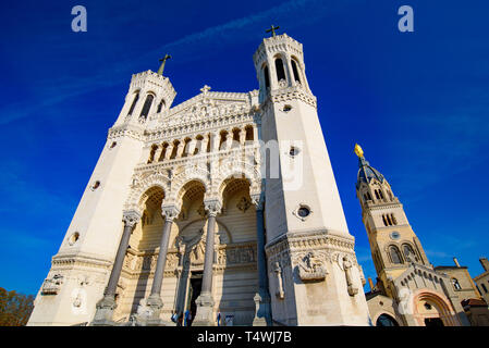 Basilica di Nostra Signora di Fourvière, una cattedrale a Lione, Francia Foto Stock