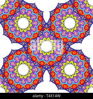 Colorato mano disegnato a mano mandala floreale senza cuciture sfondo. Illustrazione vettoriale. Illustrazione Vettoriale