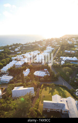 Bermuda, parrocchia di Southampton, Gibbs Hill lighthouse, vista dalla collina di Gibbs affacciato sulla parrocchia di Southampton Foto Stock