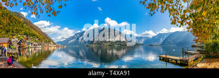 Hallstatt a Hallstatter vedere, Austria Foto Stock