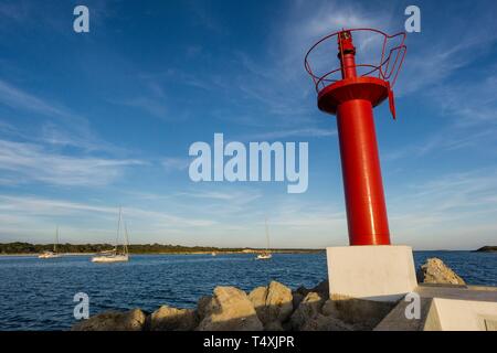 Ingresso del porto, Colonia de Sant Jordi porto, Ses Salines, Maiorca, isole Baleari, Spagna, Europa. Foto Stock