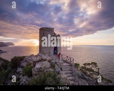 Torre des Verger, Mirador de ses Ànimes, Banyalbufa, Paraje natural de la Serra de Tramuntana, Maiorca, isole Baleari, Spagna. Foto Stock