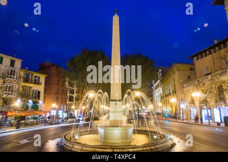 Fonte della principessa, 1834, (fonte di tartarughe), Piazza Rei Joan Carles I, Palma.Maiorca, isole Baleari, Spagna. Foto Stock