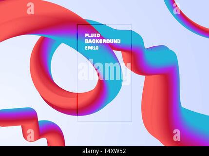 Abstract background moderno alla moda di vivaci colori gradiente. Forma di flusso rosso, rosa e blu colore 3D con spirale liquido o fluido ritorto. È possibile utilizzare per Illustrazione Vettoriale