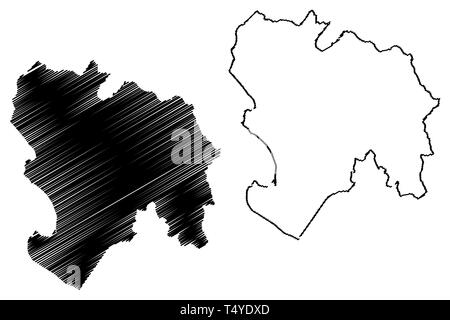 Dipartimento di Piura (Repubblica del Perù, regioni del Perù) mappa illustrazione vettoriale, scribble schizzo Piura mappa Illustrazione Vettoriale
