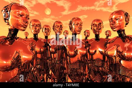 Androide robot creati con il pensiero indipendente Foto Stock