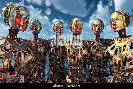 Androide robot creati con il pensiero indipendente Foto Stock