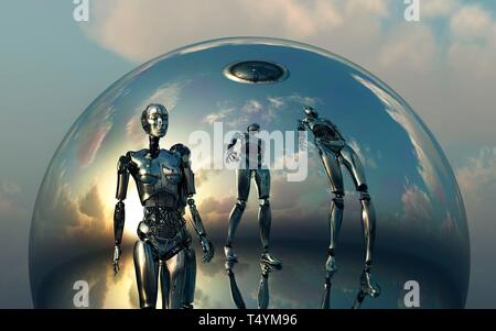 Androide robot creati con il pensiero indipendente Foto Stock