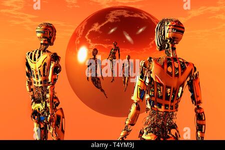 Gli alieni lo spazio e il tempo di viaggio Foto Stock