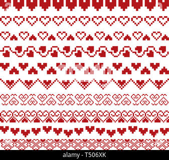 Il giorno di San Valentino Rossi in maglia senza cuciture pattern con cuori eps 10 Foto Stock