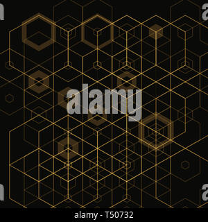 Luminose abstract techno sfondo con esagoni Foto Stock