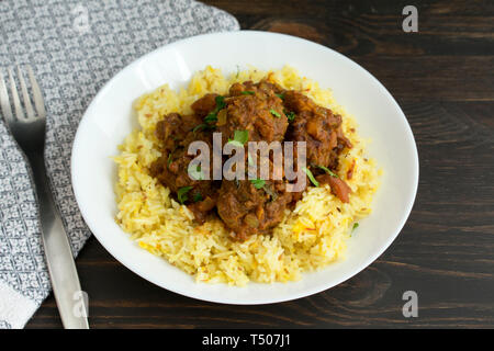 Koftas con riso allo zafferano Foto Stock
