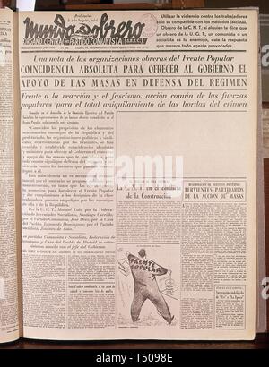 PERIODICO Mundo Obrero - 1936. Posizione: HEMEROTECA MUNICIPAL. MADRID. Spagna. Foto Stock