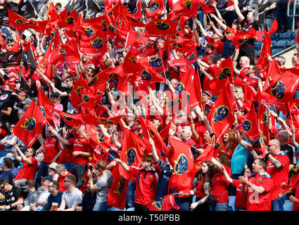 Coventry, Regno Unito. Xx Apr, 2019. Munster tifosi durante il 2019 Heineken Champions Cup semi-match finale tra i saraceni e Munster Rugby presso Ricoh Arena Coventry su 20/04/2019. Credit: Azione Foto Sport/Alamy Live News Foto Stock