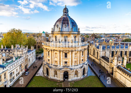 La Radcliffe Camera facciata di edificio, parte dell'Università di Oxford, Oxford, Regno Unito Foto Stock