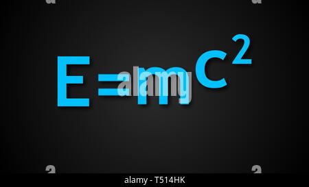 E=mc2 Albert Einsteins formula fisica sono su sfondo nero,'equivalenza massa-energia Foto Stock