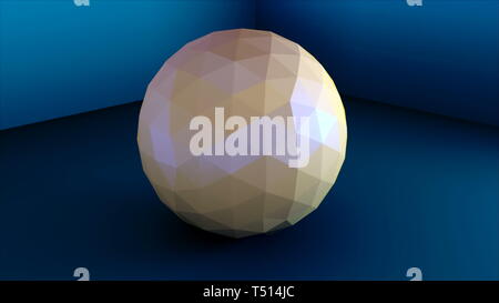 Bassa poli sfera è nell'angolo, forma semplice, rendering 3D background moderno Foto Stock