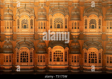 India Rajasthan, Jaipur, Hawa Mahal (palazzo dei venti) Foto Stock