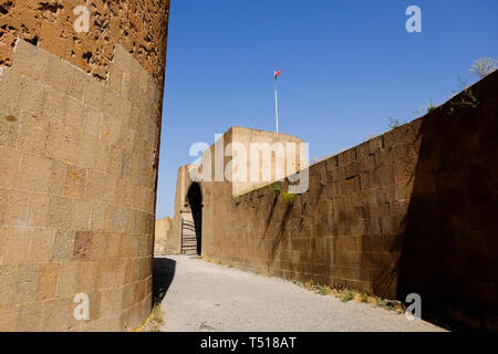 Vecchie mura che circondano il borgo vecchio o Ani, Turchia Foto Stock