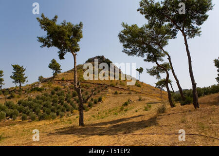 Gli sbarchi agricola sulla montagna in Turchia. Paesaggio. Foto Stock