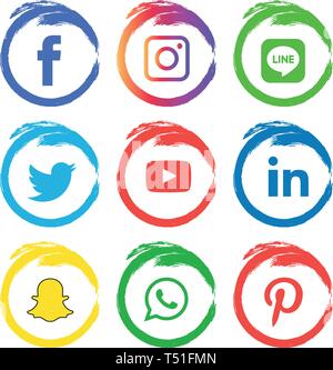 Social media set di icone vettore Logo sfondo di Illustrator, sociale, media, icona, snapchat, facebook instagram, twitter whatsapp, impostare, rete Illustrazione Vettoriale