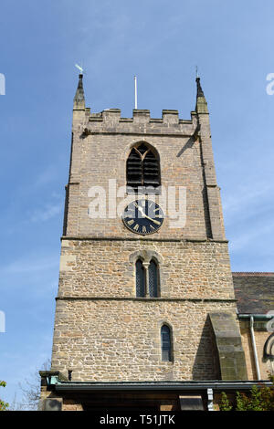 Hucknall Chiesa torre dell'orologio. Foto Stock