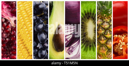 Collage di freschi e saporiti succosa frutta e verdura Foto Stock