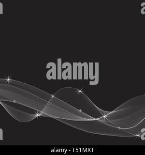 Illustrazione Vettoriale fumo realistici su sfondo nero Foto Stock