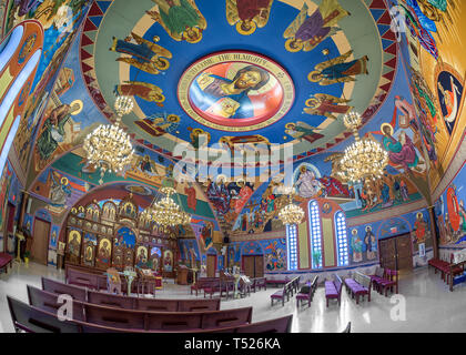 Interno dell'annunciazione cattolica bizantina chiesa su faranno cuocere Road a Homer Glen, Illinois Foto Stock