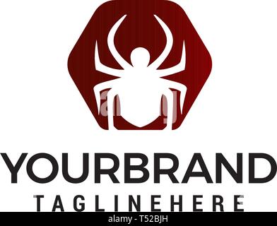 Spider logo design concept vettore modello Illustrazione Vettoriale