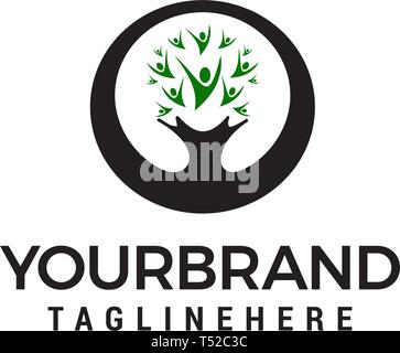 Tree persone logo Logo di riciclo costituito da foglie Illustrazione Vettoriale