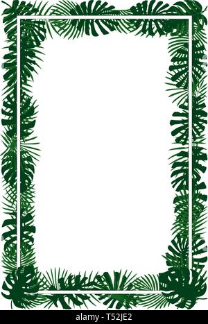 Piante verdi, esotici, foglie di banana leaf, areca palm, flora telaio tropicale Illustrazione Vettoriale