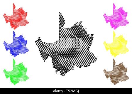 Capo settentrionale della provincia (province del Sud Africa, Repubblica del Sud Africa, divisioni amministrative, RSA) mappa illustrazione vettoriale, scribble disegno N Illustrazione Vettoriale