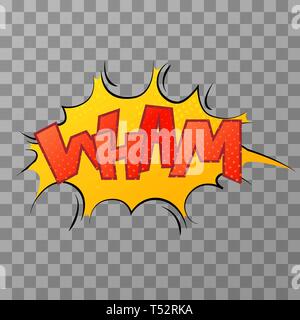 Luminose colorate wham fumetto effetto sonoro su sfondo trasparente Illustrazione Vettoriale