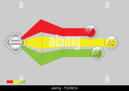 3D illustrazione di Business Infographics con rosso giallo e verde come una luce su una matita a forma di luce sul traffico Foto Stock